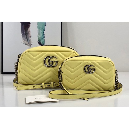 Gucci Marmont small shoulder bag in Pastel yellow matelasse chevron leather with GG