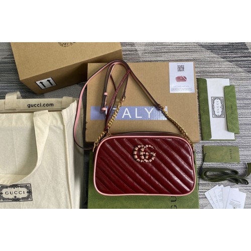 Gucci Marmont small shoulder bag in Dark red diagonal matelasse leather