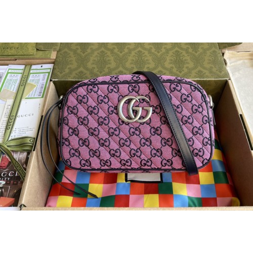 Gucci Marmont Multicolor small shoulder bag in Pink diagonal matelasse canvas Gucci Marmont Multicolor small shoulder bag in Pink diagonal matelasse canvas