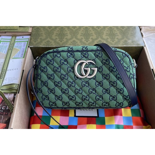 Gucci Marmont Multicolor small shoulder bag in Green diagonal matelasse canvas