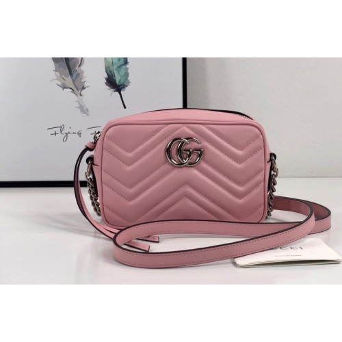 Gucci Marmont matelasse mini bag in Pastel Pink matelasse chevron leather with GG Gucci Marmont matelasse mini bag in Pastel Pink matelasse chevron leather with GG