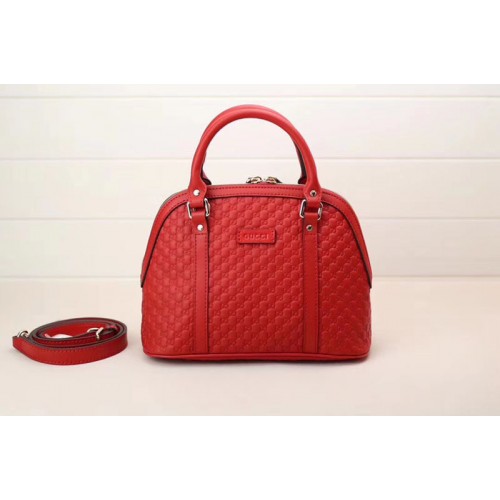 Gucci Signature Leather Top Handle Bag Red