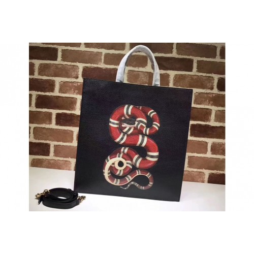 Gucci Snake Print Black Leather Tote Bags
