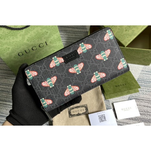 Gucci Bestiary Supreme zip around wallet with bees in Black Supreme canvas with bee print Gucci Bestiary Supreme zip around wallet with bees in Black Supreme canvas with bee print