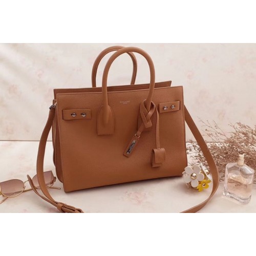 YSL Sac De Jour Souple Bag Grained Leather Tan
