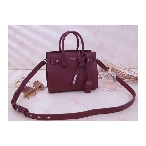 YSL Nano Sac De Jour Souple Bag In Wine Grained Leather
