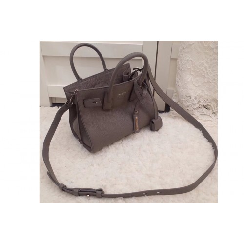 YSL Nano Sac De Jour Souple Bag In Gray Grained Leather