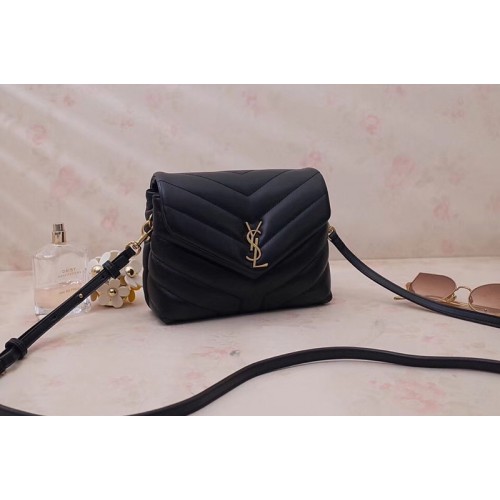YSL Loulou Toy Bag In Black Matelasse Y Leather