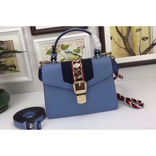 Gucci Sylvie Leather Mini Bag Blue