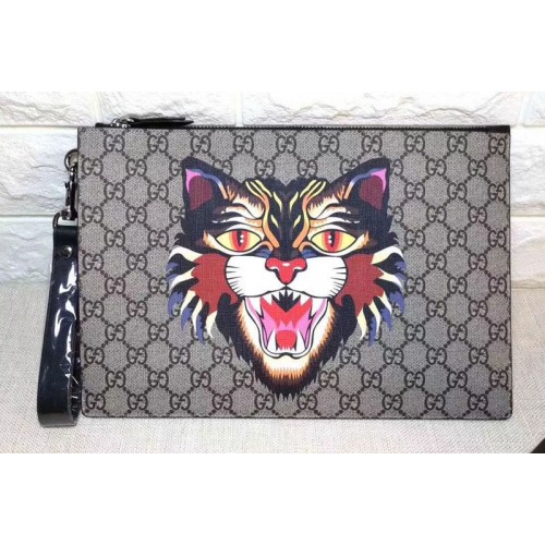 Gucci Angry Cat Print Supreme Pouch