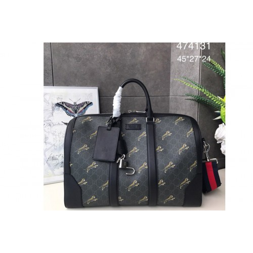 Gucci Black carry-on duffle Bags with Tiger Print Black grey soft Supreme