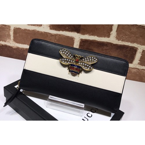 Gucci Queen Margaret leather zip around wallet In Black and White Leather Gucci Queen Margaret leather zip around wallet In Black and White Leather