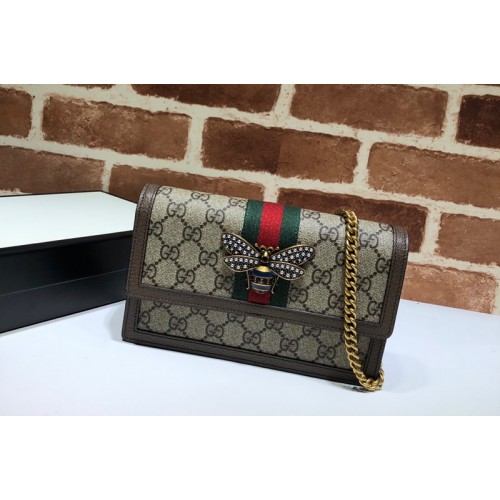 Gucci Queen Margaret Mini Bag in Beige ebony Supreme canvas With Brown Leather