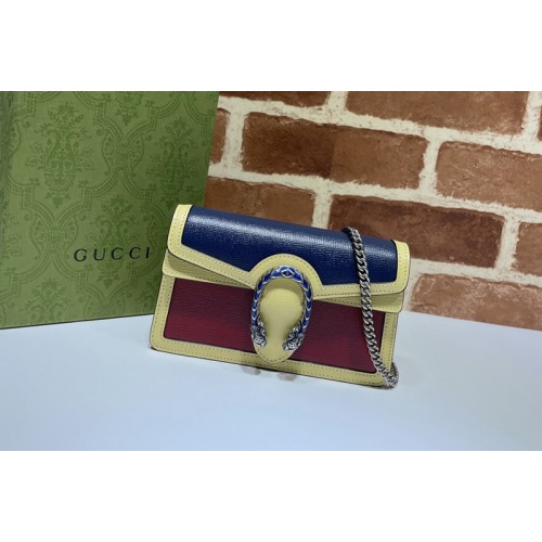 Gucci Dionysus super mini bag in Blue Yellow Red leather