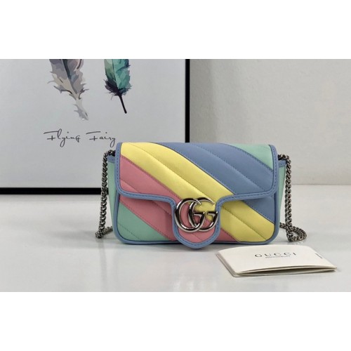 Gucci Marmont super mini bag in Multicolored pastel diagonal matelasse leather