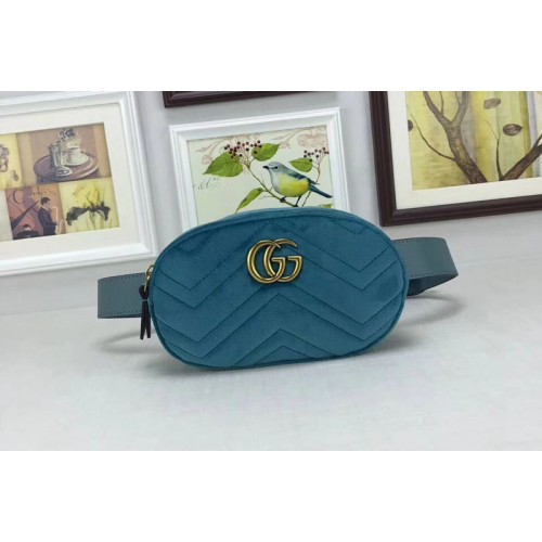 Gucci Marmont matelasse velvet belt bags Light Blue