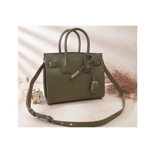 YSL Medium Sac De Jour Souple Bag Grained Leather Green