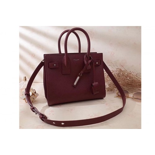 YSL Medium Sac De Jour Souple Bag Grained Leather Wine