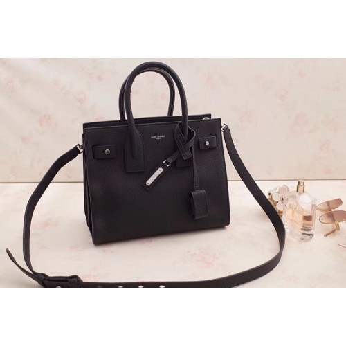 YSL Medium Sac De Jour Souple Bag Grained Leather Black