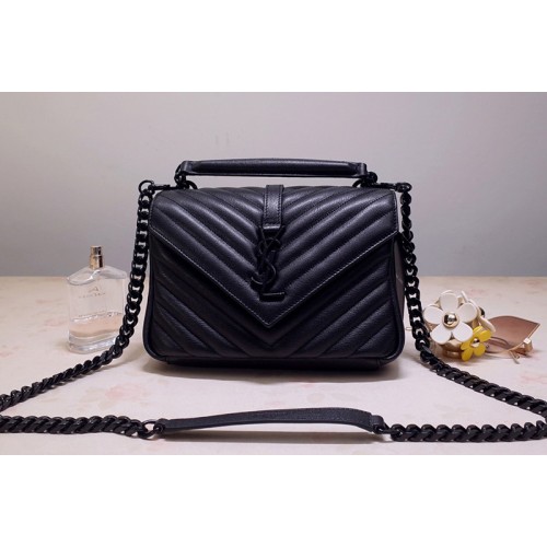 YSL COLLEGE Medium Bag IN Black MATELASSe LEATHER With Black Hardware YSL COLLEGE Medium Bag IN Black MATELASSe LEATHER With Black Hardware