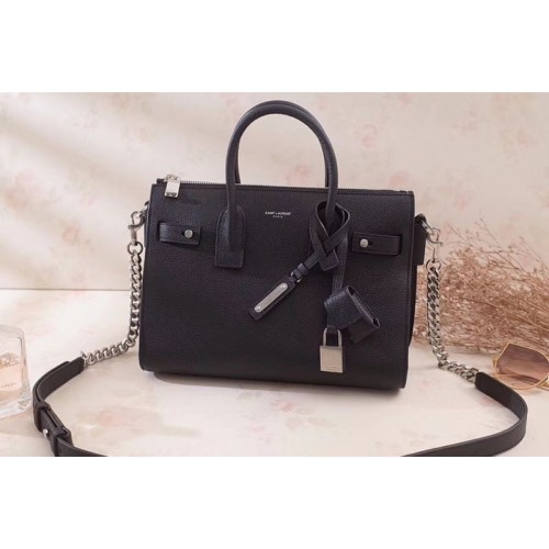 YSL Sac De Jour Souple Duffle Bag Grained Leather Black