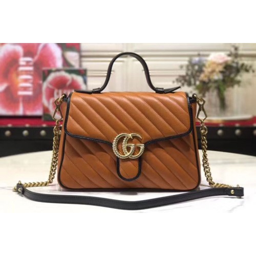 Gucci Marmont small top handle bag cognac leather