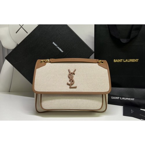 YSL Niki Medium Bag IN CANVAS AND SMOOTH LEATHER