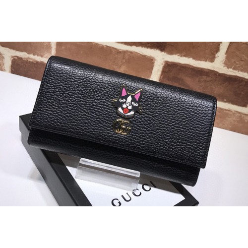 Gucci Continental wallet With Dog in Black Leather