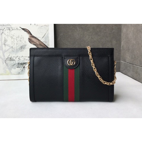 Gucci Ophidia small shoulder bag in Black Leather with web Gucci Ophidia small shoulder bag in Black Leather with web