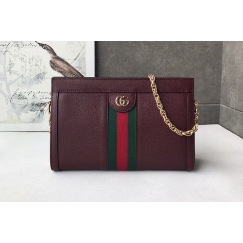 Gucci Ophidia small shoulder bag in Bordeaux Leather with web