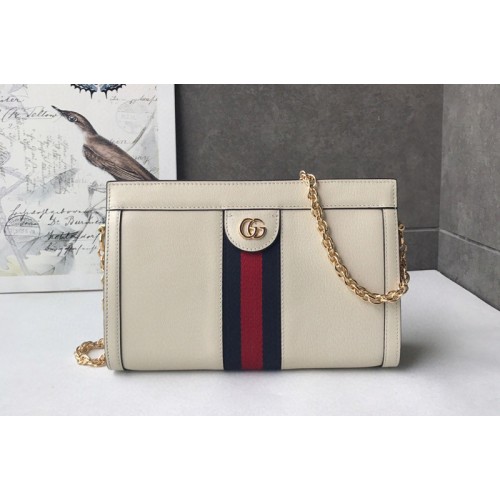 Gucci Ophidia small shoulder bag in White Leather with web