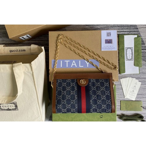 Gucci Ophidia small shoulder bag in Blue and ivory denim jacquard