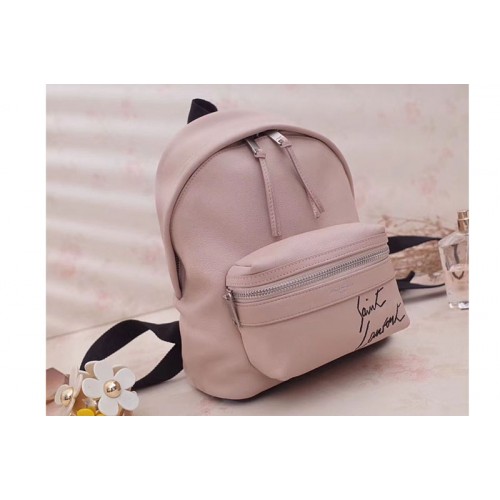 YSL Mini Toy City Embroidered Backpack in Lambskin Pink