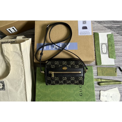 Gucci Ophidia mini bag in Black and ivory denim jacquard Gucci Ophidia mini bag in Black and ivory denim jacquard