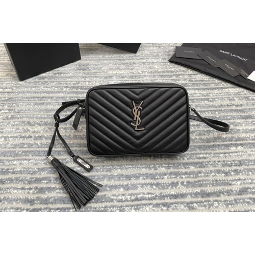 YSL Lou Camera Bag in Quilted Black Leather With Silver Hardware