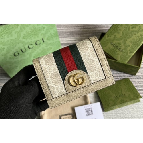 Gucci Ophidia card case wallet in Beige and white Supreme canvas Gucci Ophidia card case wallet in Beige and white Supreme canvas