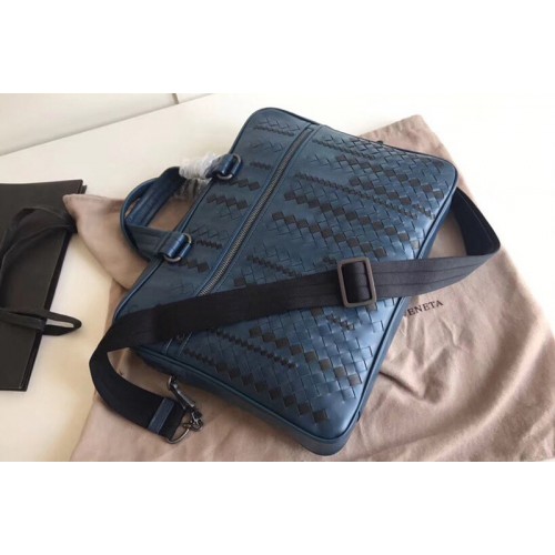 Bottega Veneta briefcase Bag IN Blue Intrecciato Leather