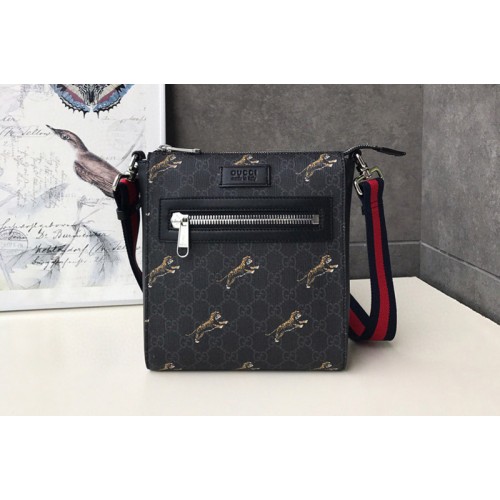 Gucci Black small messenger bags with Tigers Black grey Supreme canvas Gucci Black small messenger bags with Tigers Black grey Supreme canvas