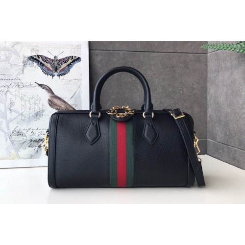 Gucci Ophidia medium top handle bag in Black Leather With Web