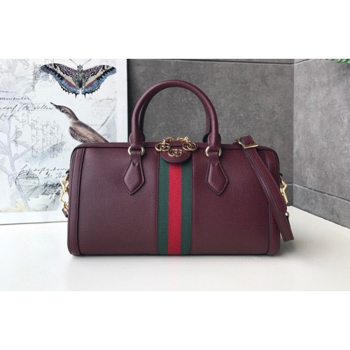 Gucci Ophidia medium top handle bag in Bordeaux Leather With Web
