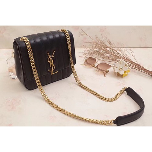 YSL Medium Vicky Chain Bag Original Leather Black YSL Medium Vicky Chain Bag Original Leather Black
