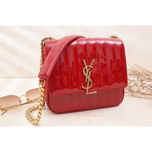 YSL Medium Vicky Chain Bag Patent Leather Red YSL Medium Vicky Chain Bag Patent Leather Red