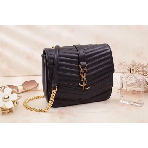 YSL Small Soft Sulpice Chain Bag in Quilted Black Leather 