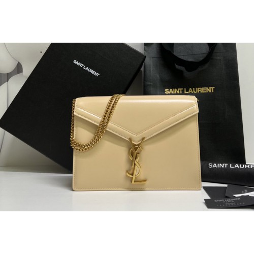 YSL Cassandra Monogram Clasp Bags In Beige Smooth Leather YSL Cassandra Monogram Clasp Bags In Beige Smooth Leather