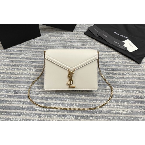 YSL Cassandra Monogram Clasp Bags In White Smooth Leather