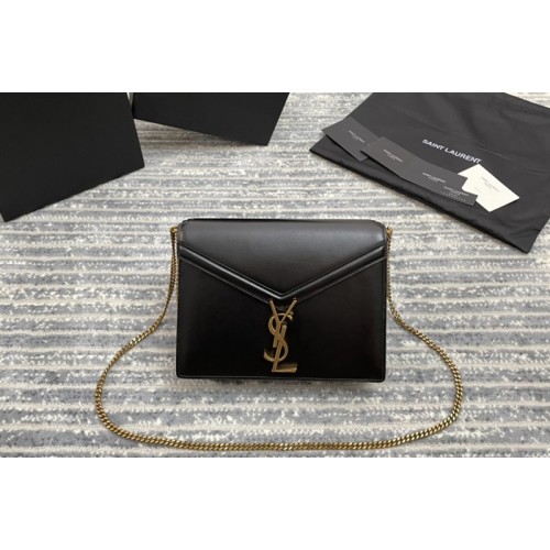YSL Cassandra Monogram Clasp Bags In Black Smooth Leather YSL Cassandra Monogram Clasp Bags In Black Smooth Leather