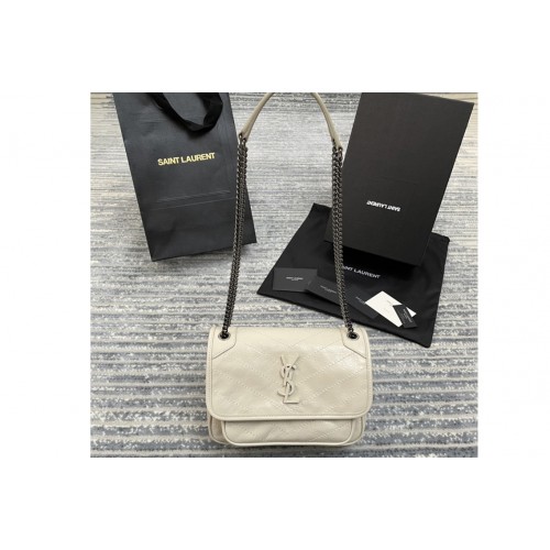 YSL niki baby Bag in White crinkled vintage leather YSL niki baby Bag in White crinkled vintage leather