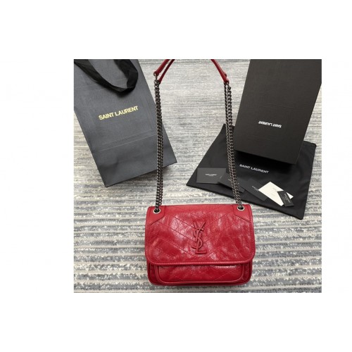 YSL niki baby Bag in Red crinkled vintage leather