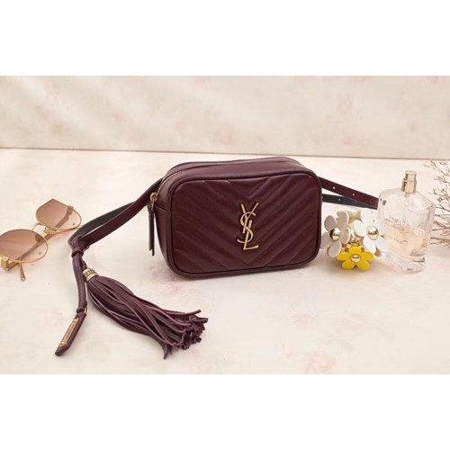 YSL Lou Belt Bag in Quilted Wine Leather 