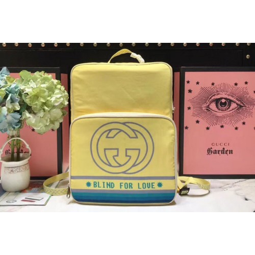 Gucci Medium backpack with Interlocking G print light yellow nylon Gucci Medium backpack with Interlocking G print light yellow nylon